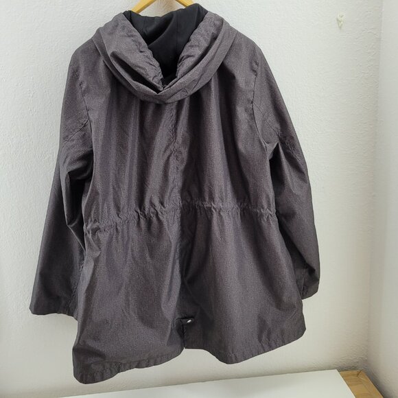 Packable Jacket Womens Plus 1x Gray "Parka In A Pocket" Hooded Zip Intl Details - Picture 3 of 15